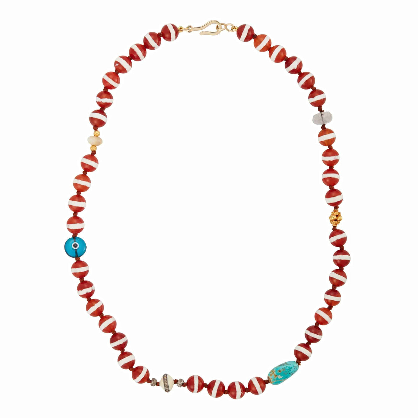Brown Agate Stripe Necklace 80 (45cm) - Globetrotter - Ileana Makri store