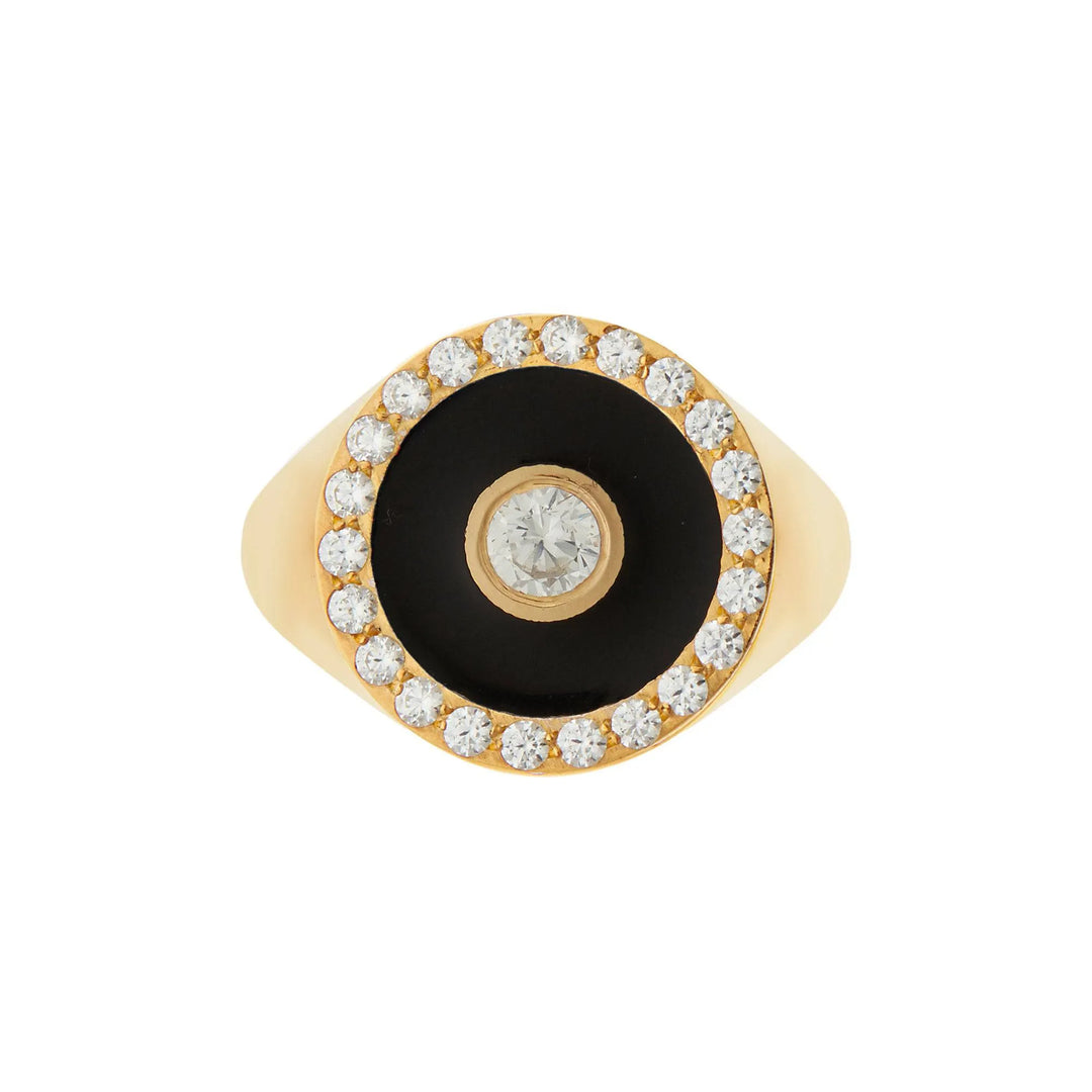 Bubble Solitaire Enamel Ring - Eye M Core - Ileana Makri store