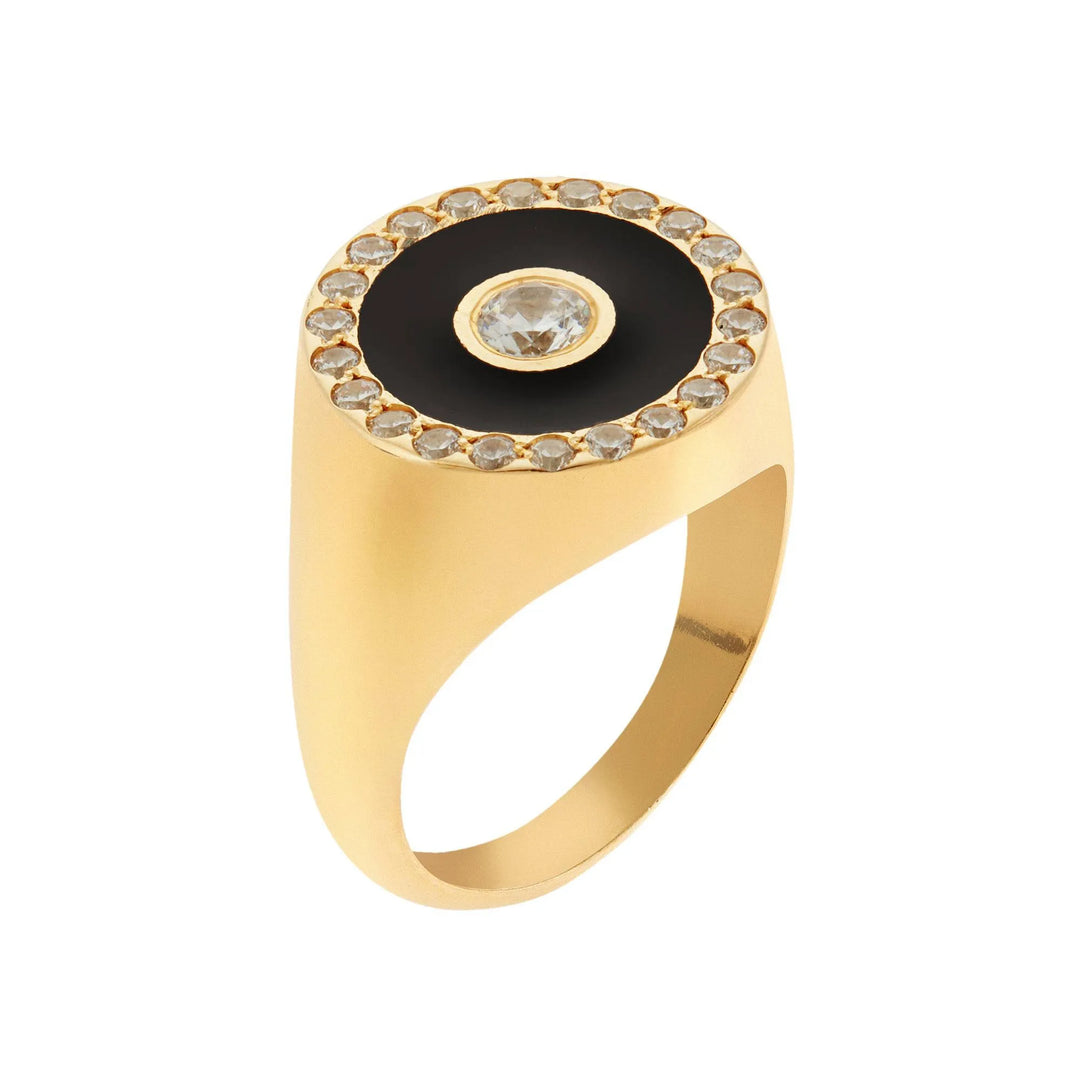 Bubble Solitaire Enamel Ring - Eye M Core - Ileana Makri store