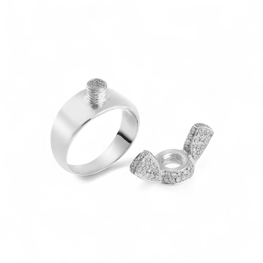 Butterfly Screw Ring Pave W - D - Divine Mechanics - Ileana Makri