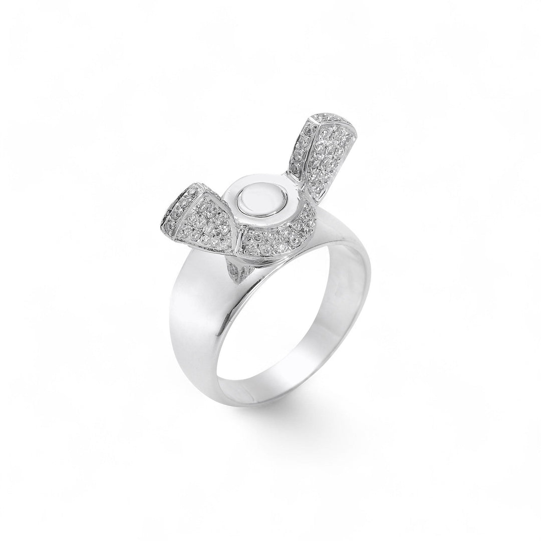 Butterfly Screw Ring Pave W - D - Divine Mechanics - Ileana Makri