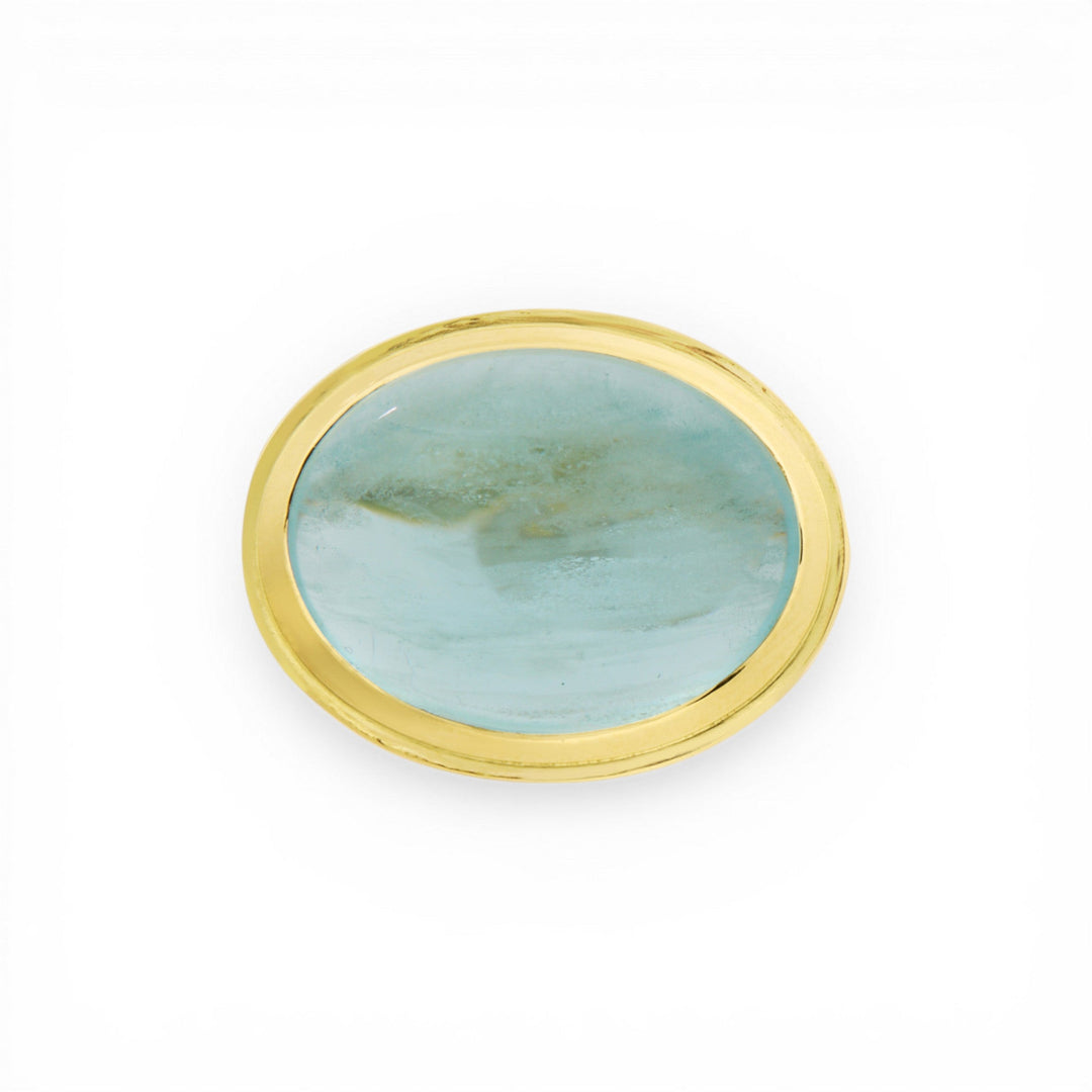 Cabochon Aquamarine & Brown Diamond Ring - One of a Kind - Ileana Makri