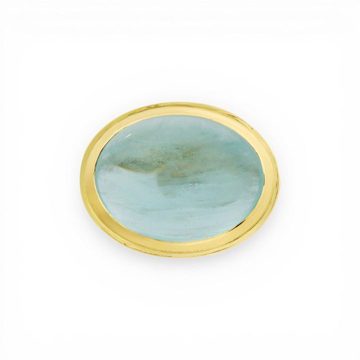 Cabochon Aquamarine & Brown Diamond Ring - One of a Kind - Ileana Makri