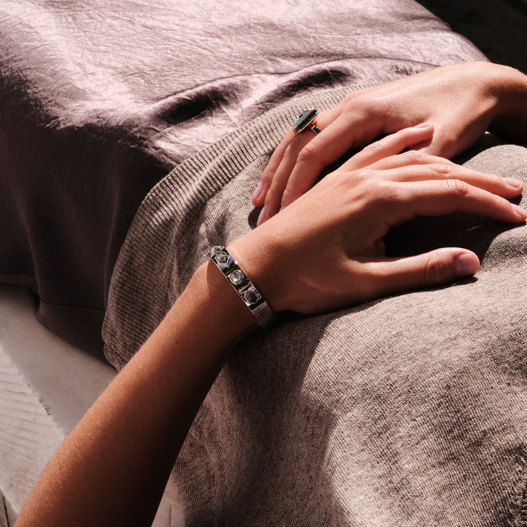 Celeste Diamond Bangle Bracelet - Fête - Ileana Makri