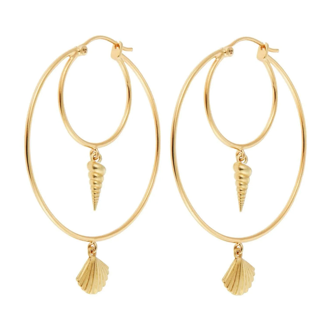 Cerith Clam Hoops BR-SLV-YP - Eye M Sea Treasures - Ileana Makri store