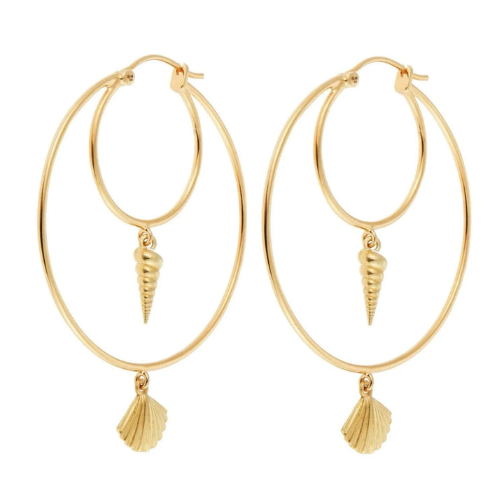 Cerith Clam Hoops BR-SLV-YP - Eye M Sea Treasures - Ileana Makri store