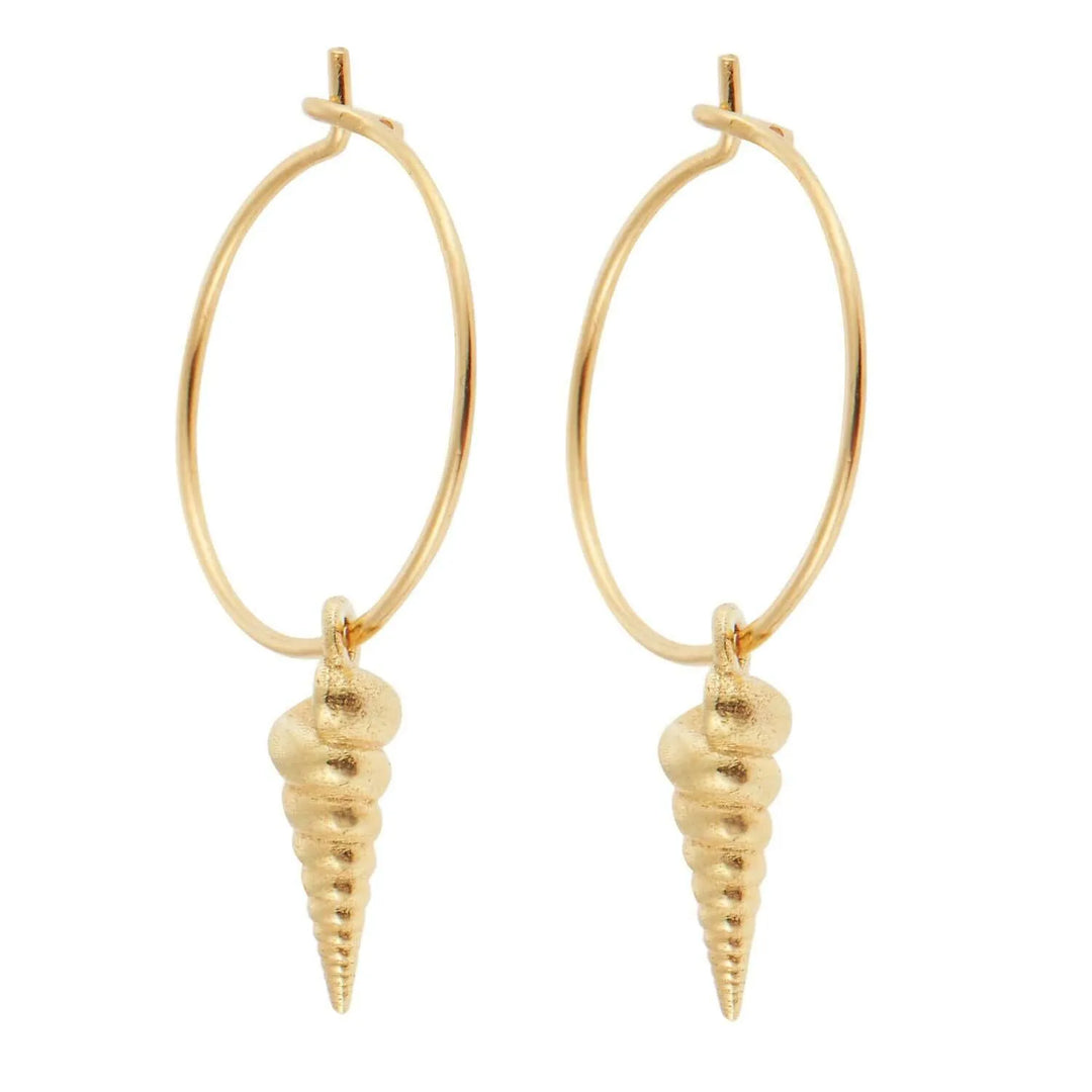 Cerith Shell Mini Hoops BR-SLV-YP - Eye M Sea Treasures - Ileana Makri store