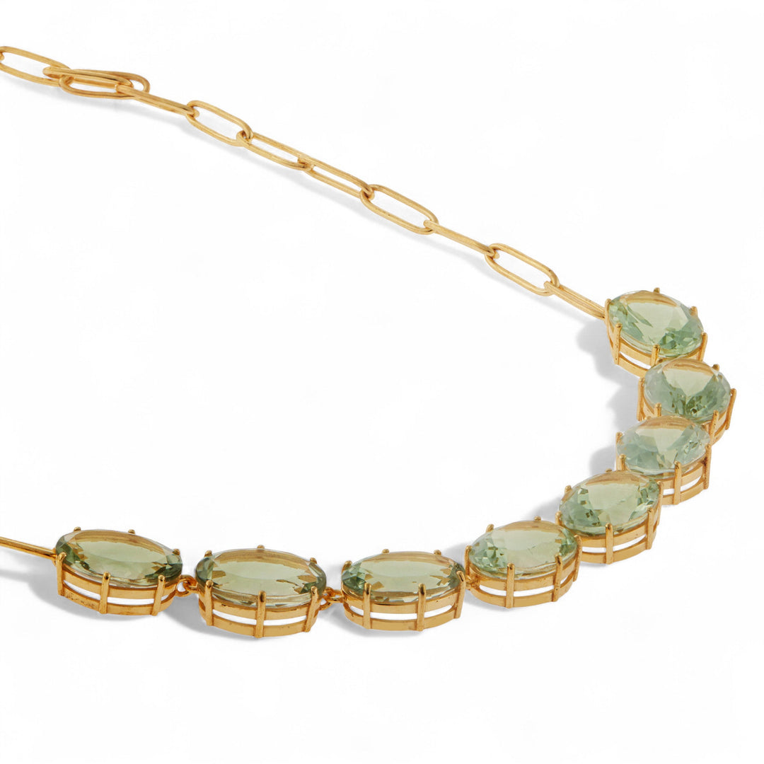 Chained Crown Necklace Green Amethyst - Crown - Ileana Makri