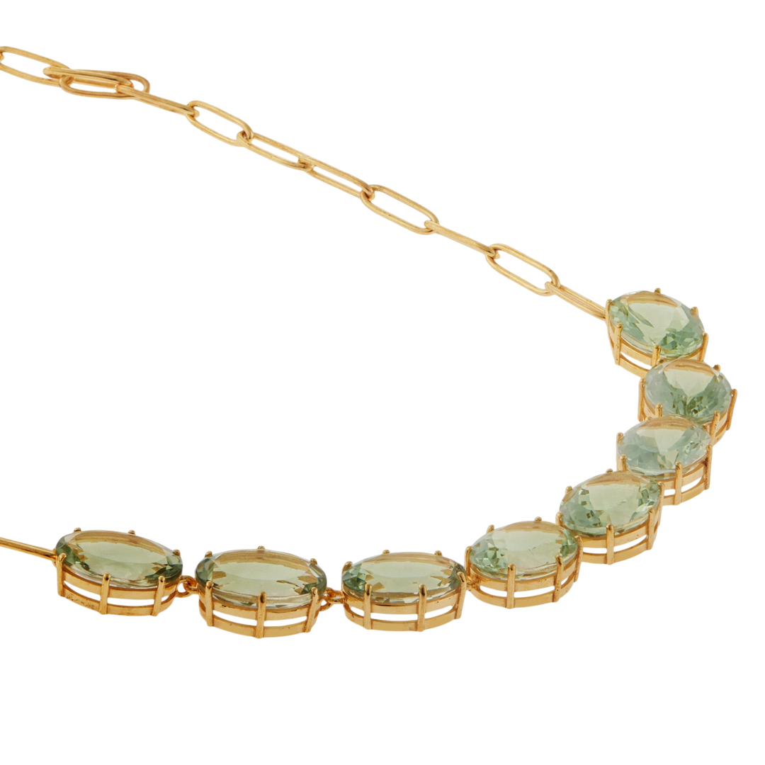 Chained Crown Necklace Green Amethyst - Crown - Ileana Makri