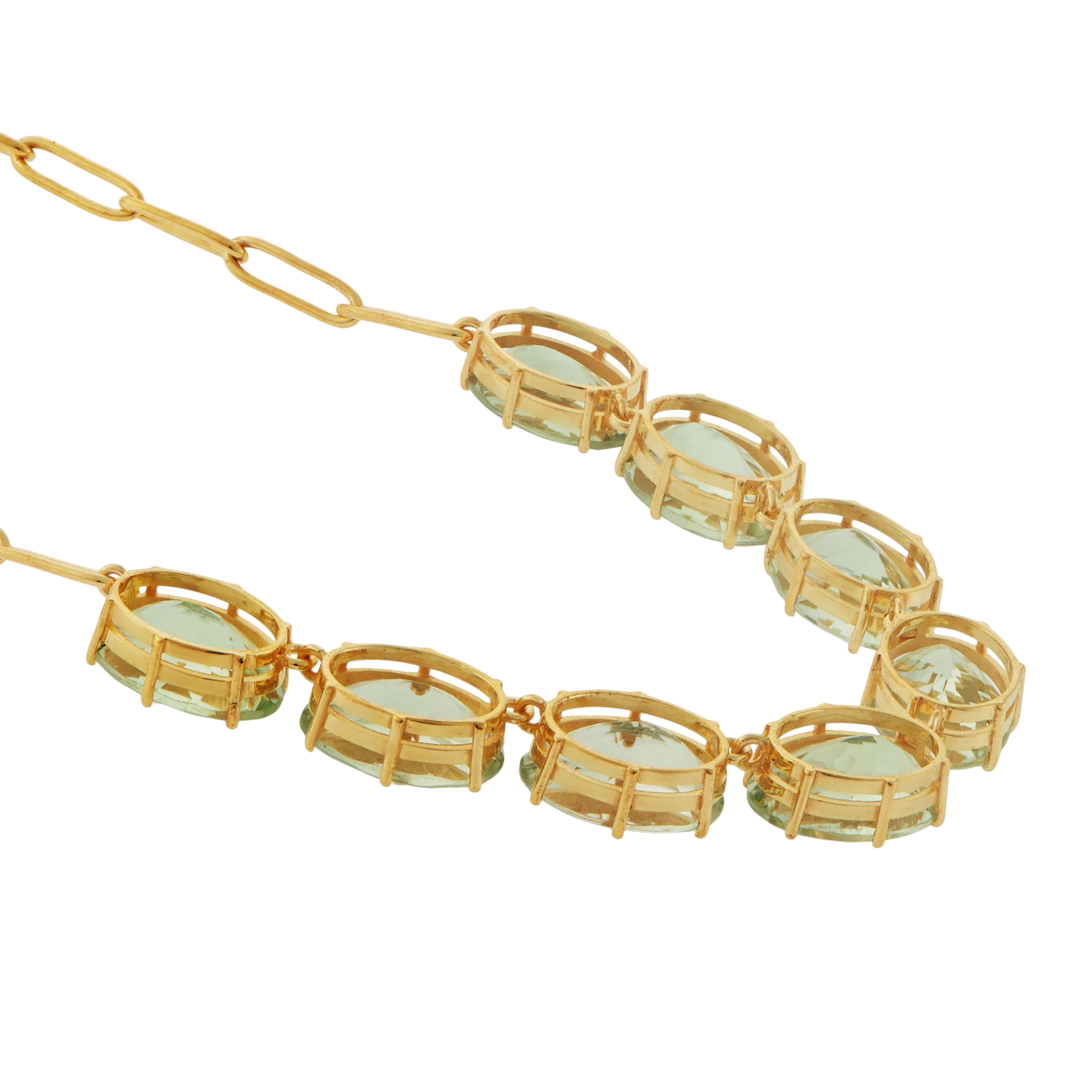 Chained Crown Necklace Green Amethyst - Crown - Ileana Makri