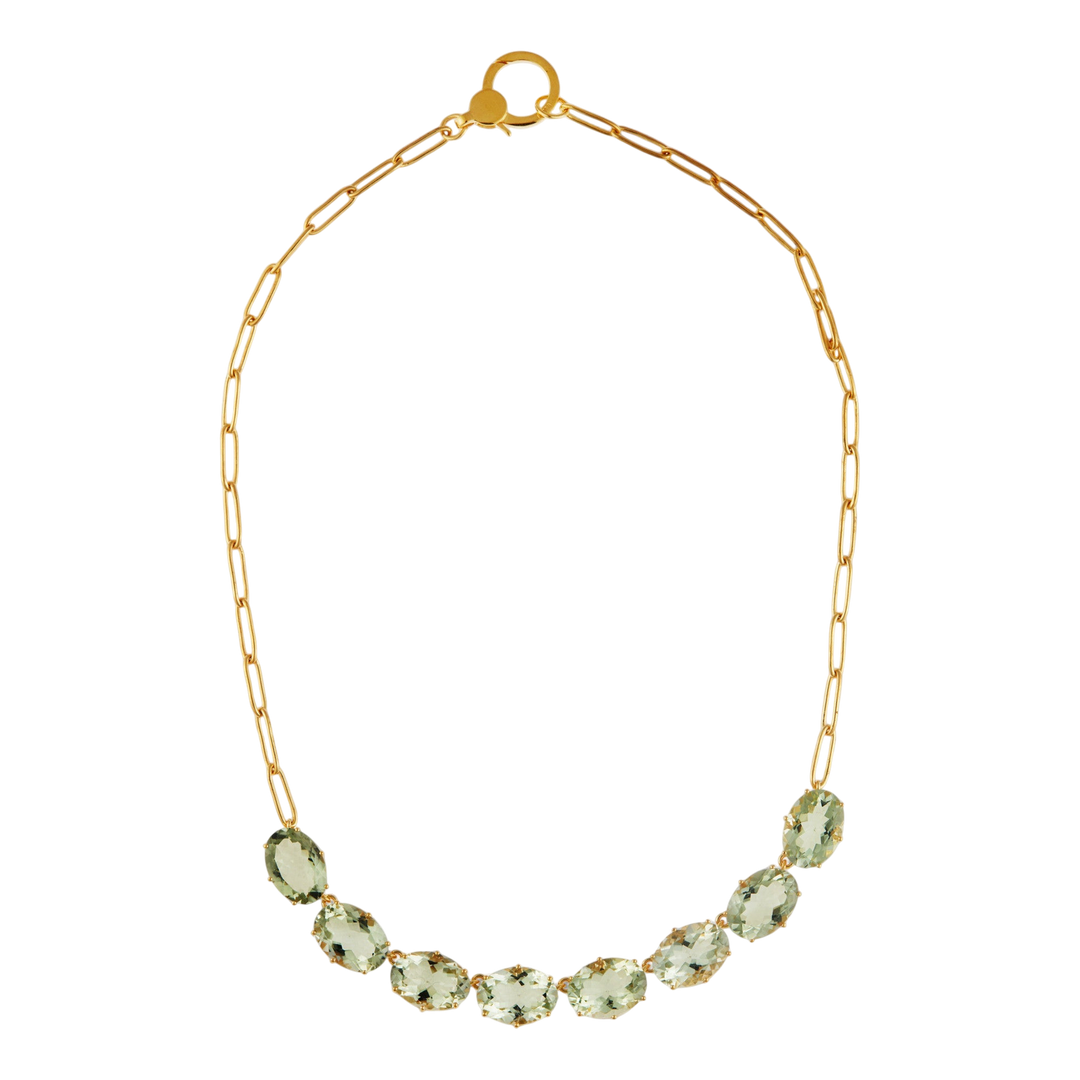Chained Crown Necklace Green Amethyst - Crown - Ileana Makri