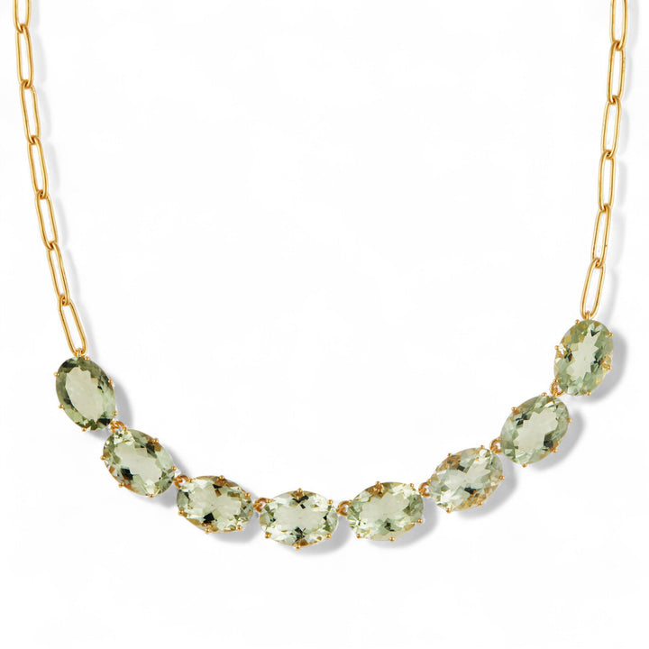 Chained Crown Necklace Green Amethyst - Crown - Ileana Makri