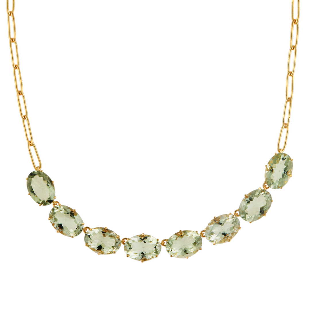 Chained Crown Necklace Green Amethyst - Crown - Ileana Makri