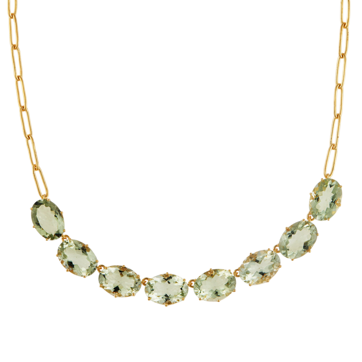Chained Crown Necklace Green Amethyst - Crown - Ileana Makri