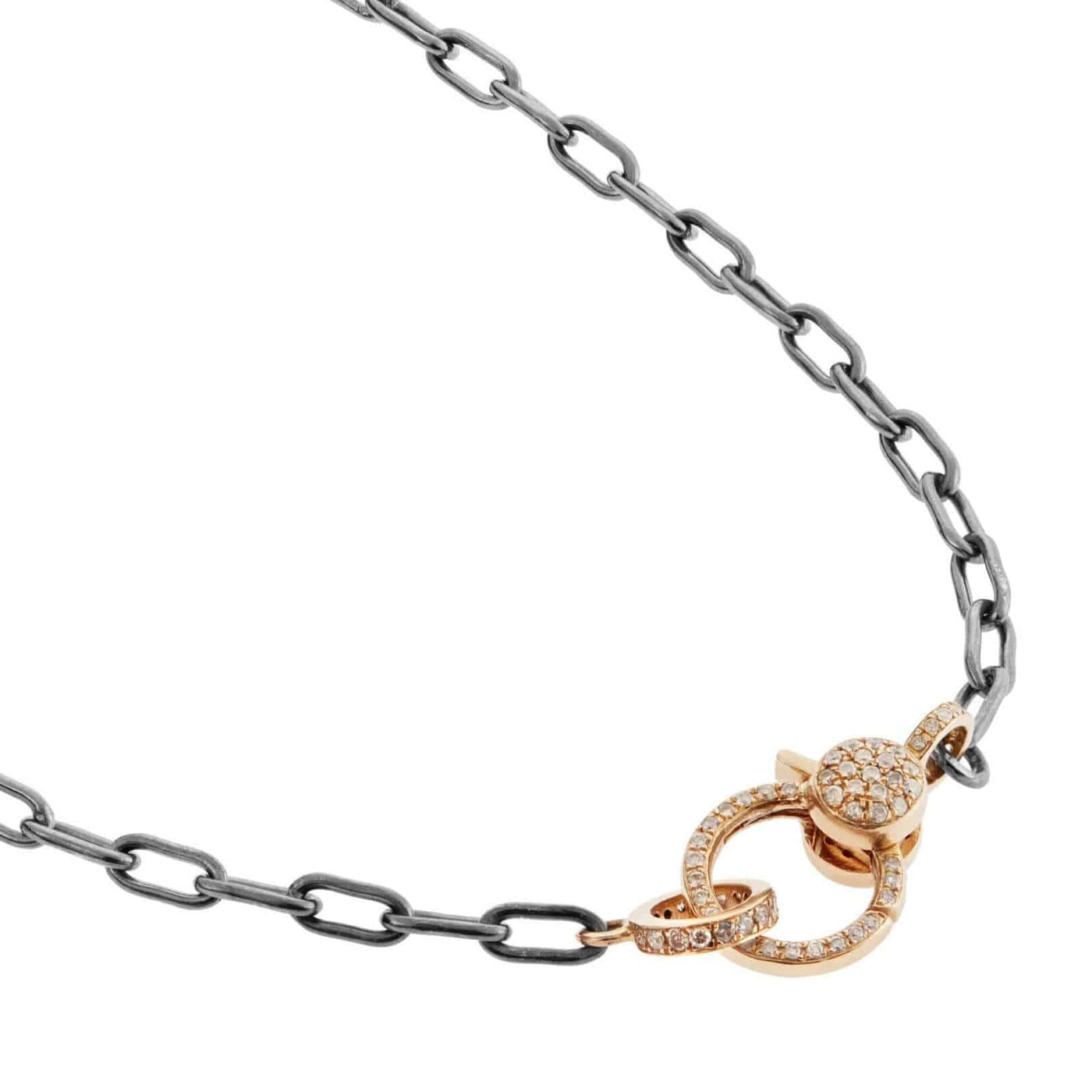 Narrow oblong chain with small diamond lock SLV-Y14-D - Chains - Ileana Makri store