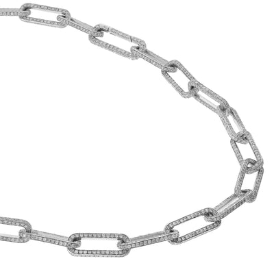 Seamless Oblong Pave Diamond Link Necklace - Chains - Ileana Makri store
