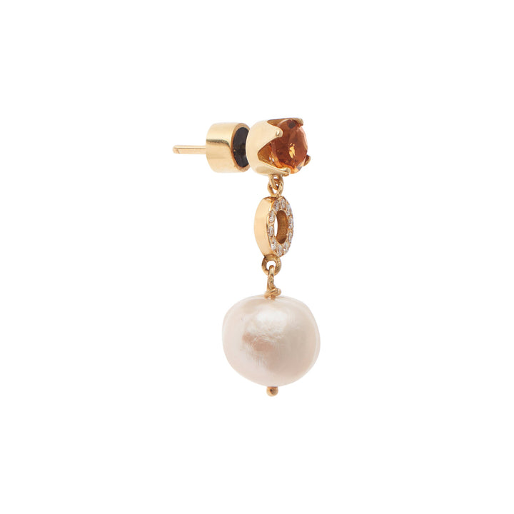 Citrine and Pearl Globetrotter Earrings - Globetrotter - Ileana Makri