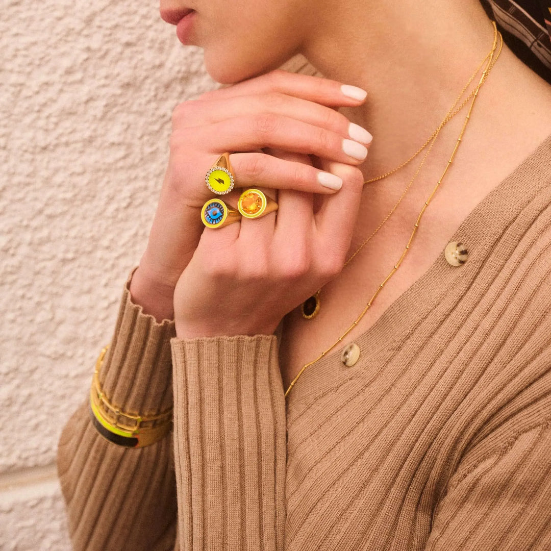 Citrine Chevalier Ring - Eye M Neon Rocks - Ileana Makri store