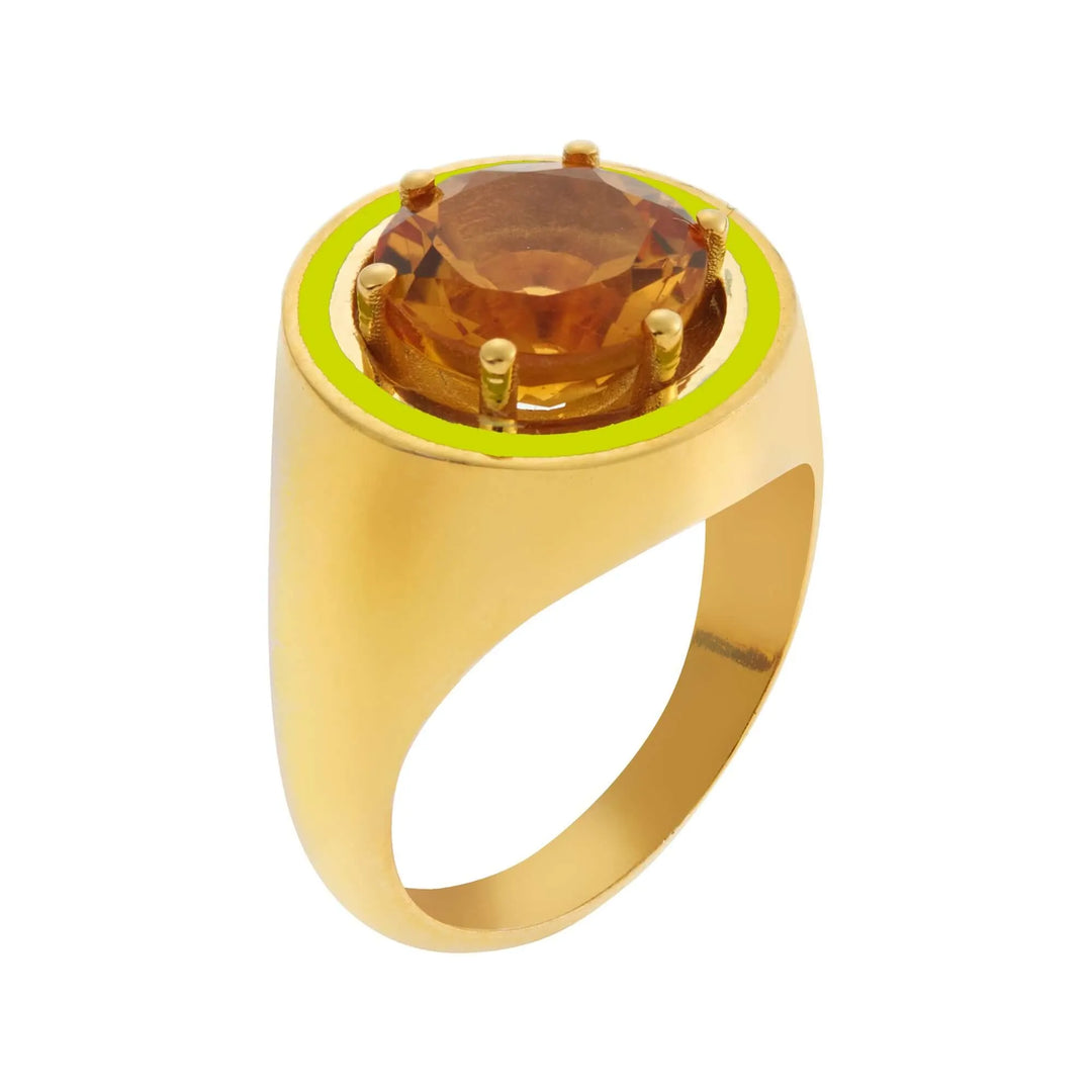 Citrine Chevalier Ring - Eye M Neon Rocks - Ileana Makri store