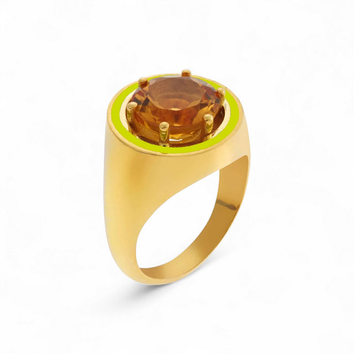 Citrine Chevalier Ring - Eye M Neon Rocks - Ileana Makri