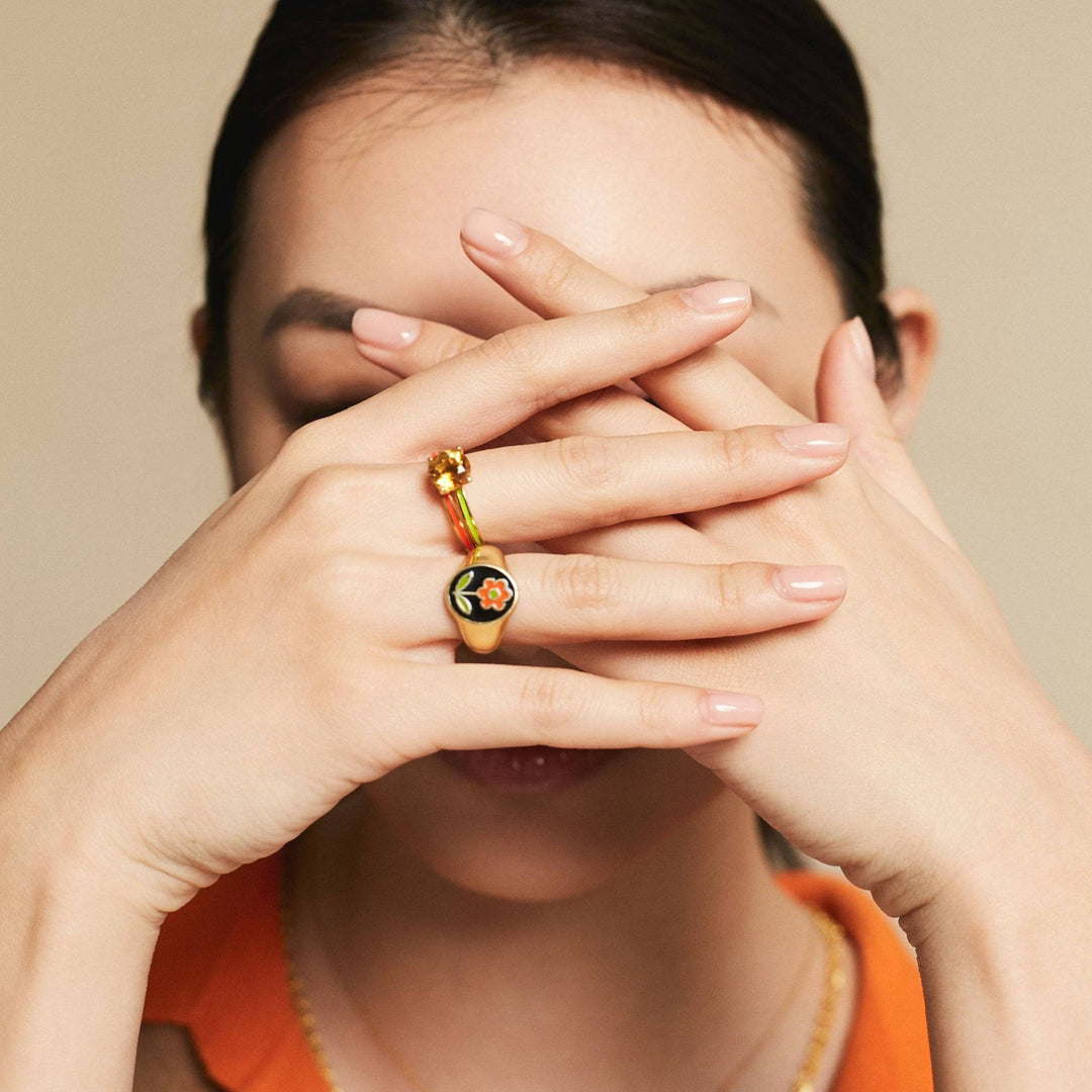 Citrine Enamel Slim Band - Eye M Neon Rocks - Ileana Makri