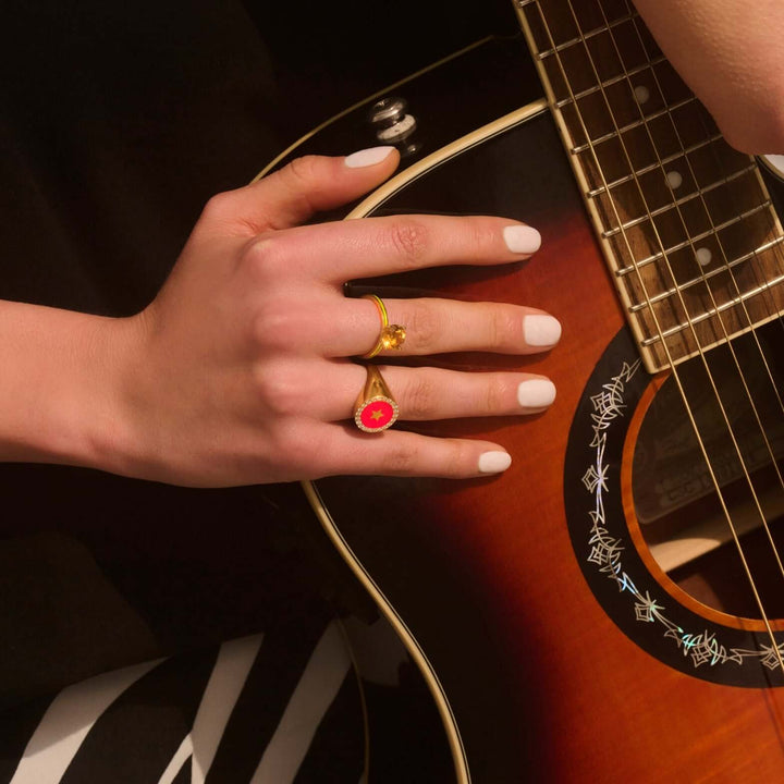 Citrine Enamel Slim Band - Eye M Neon Rocks - Ileana Makri