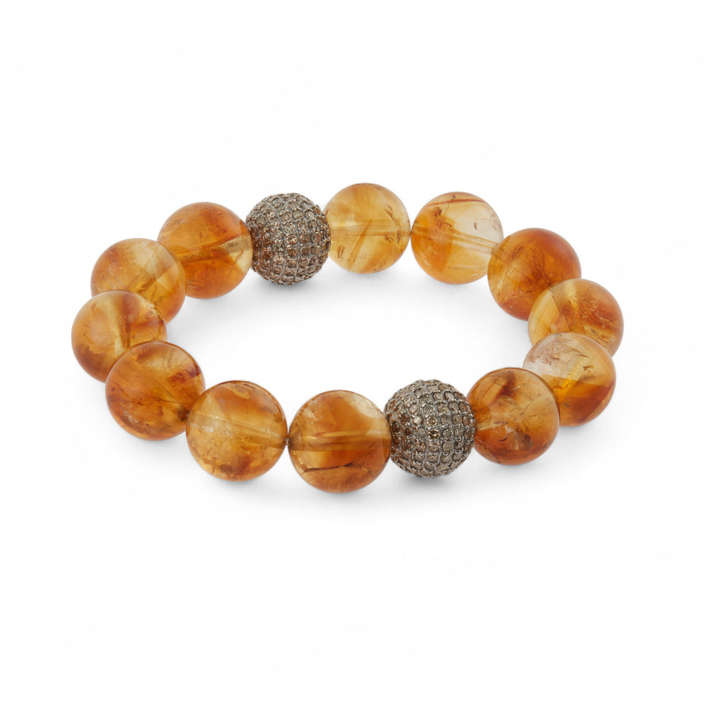 Citrine & Grey Diamond Beaded Bracelet - Globetrotter - Ileana Makri