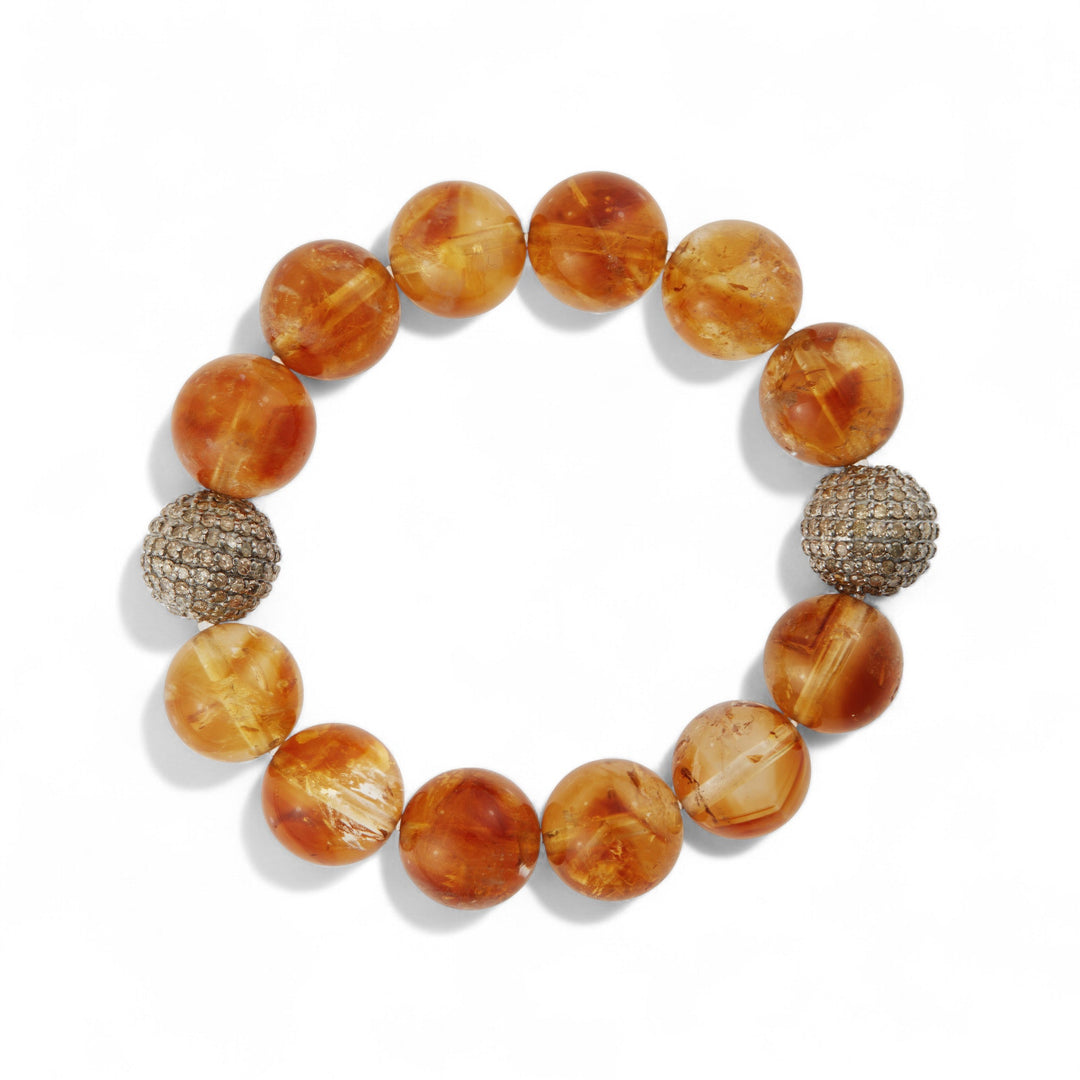 Citrine & Grey Diamond Beaded Bracelet - Globetrotter - Ileana Makri
