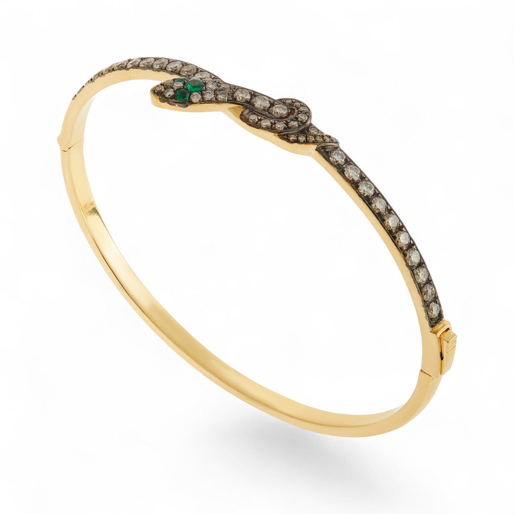 Coiled Snake Champagne Bangle - SNAKES - Ileana Makri