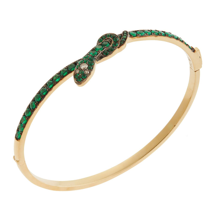Coiled Snake Emerald Bangle - SNAKES - Ileana Makri