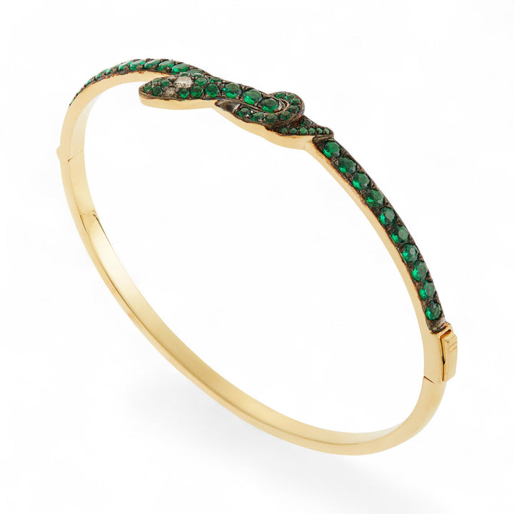 Coiled Snake Emerald Bangle - SNAKES - Ileana Makri