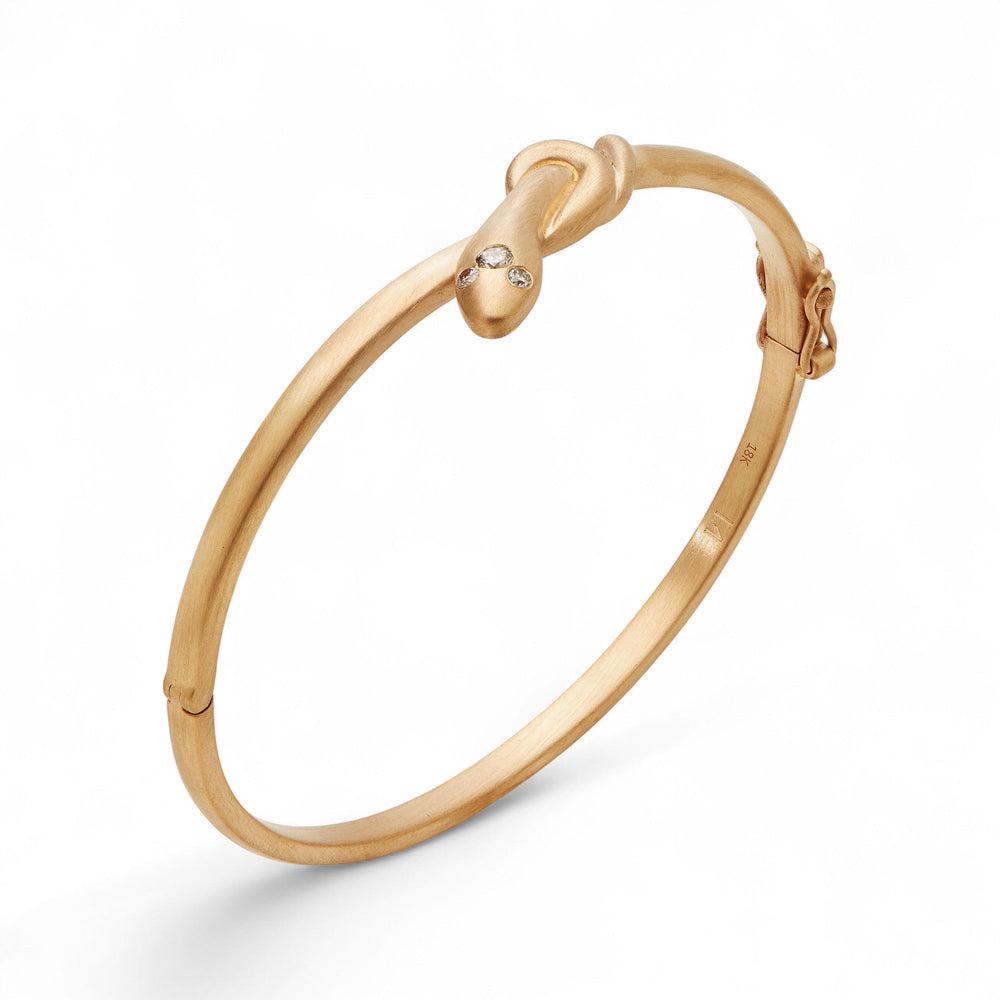 Coiled Snake Gold Bangle - SNAKES - Ileana Makri
