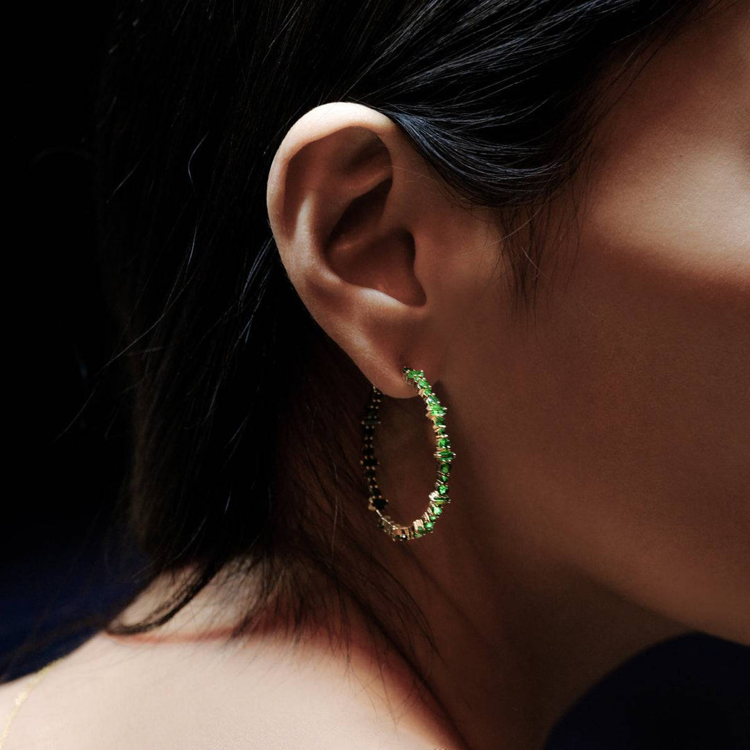 Cosmic Medium Emerald Rivulet Hoops - Rivulet - Ileana Makri