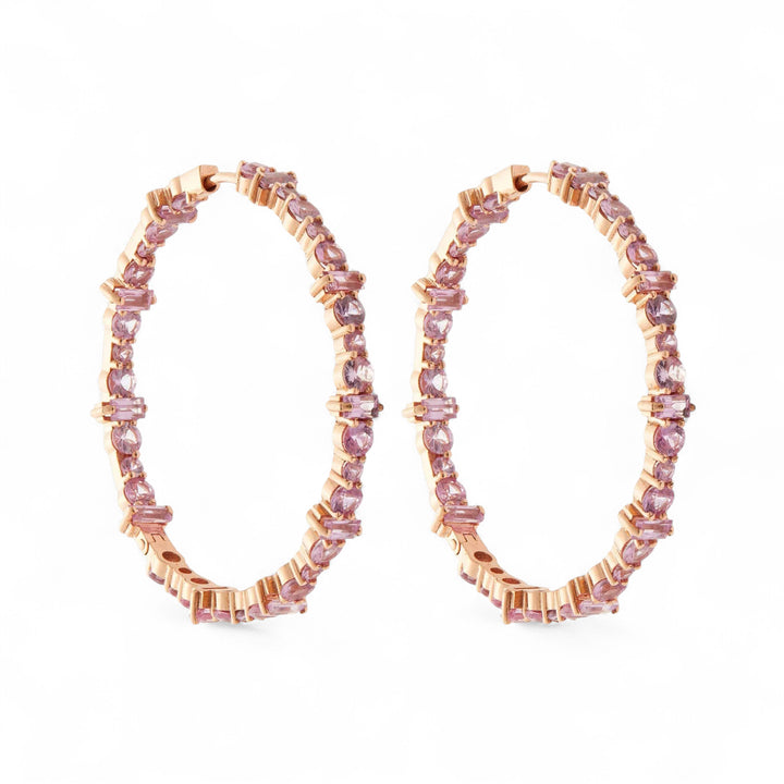 Cosmic Medium Pink Sapphire Rivulet Hoops