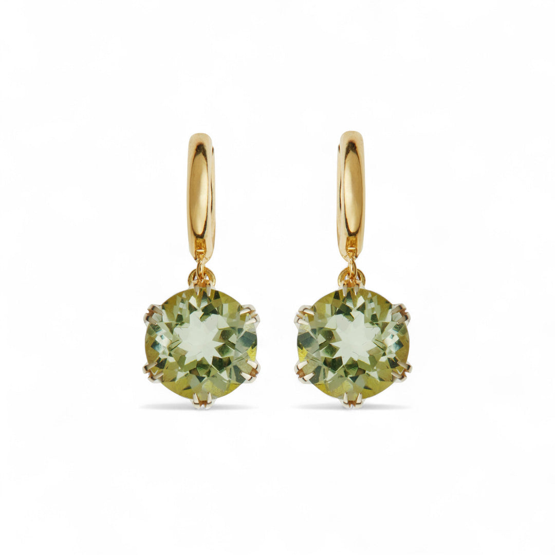 Crown Midi Hoops Green Amethyst - Crown - Ileana Makri