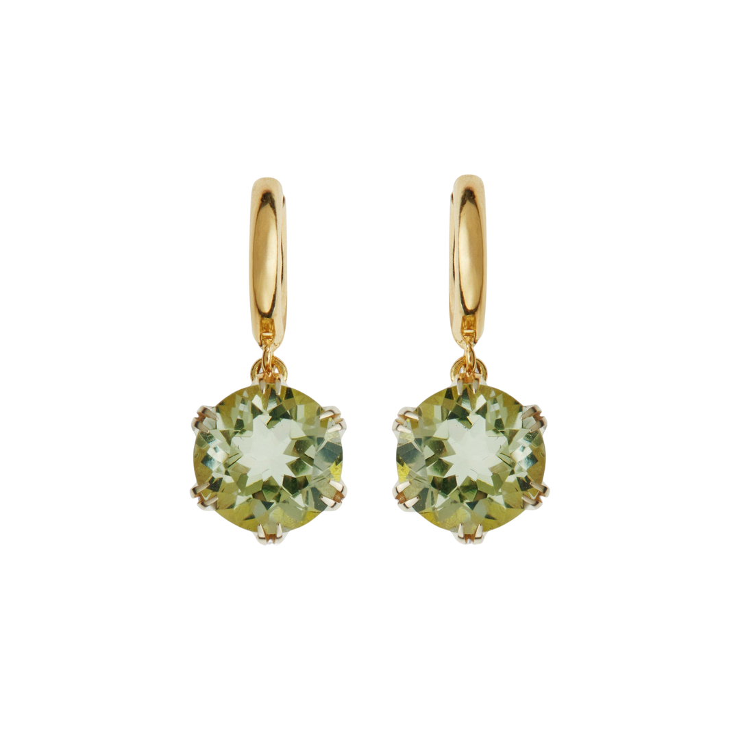 Crown Midi Hoops Green Amethyst - Crown - Ileana Makri