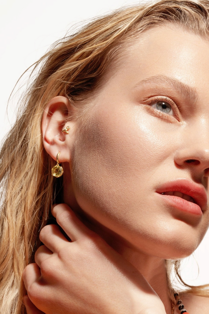 Crown Midi Hoops Lemon Topaz - Crown - Ileana Makri