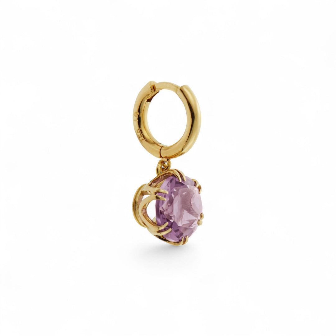 Crown Midi Hoops Pink Amethyst - Crown - Ileana Makri
