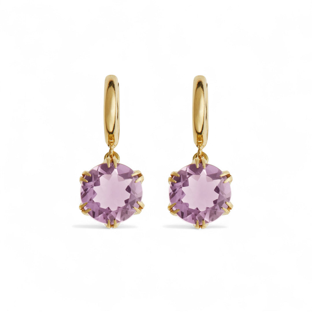 Crown Midi Hoops Pink Amethyst - Crown - Ileana Makri