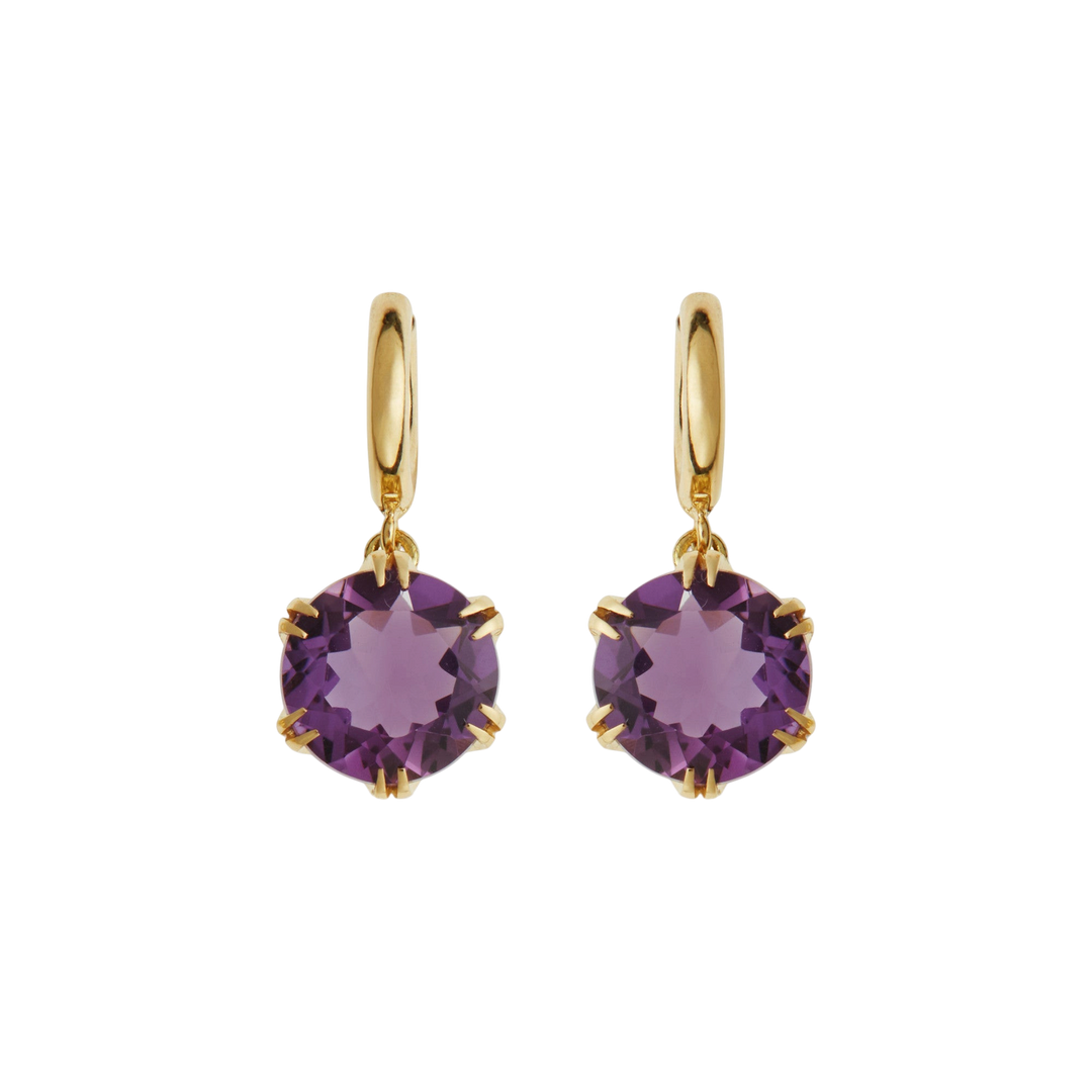 Crown Midi Hoops Purple Amethyst - Crown - Ileana Makri