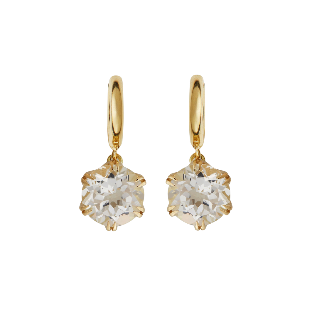 Crown Midi Hoops White Topaz - Crown - Ileana Makri