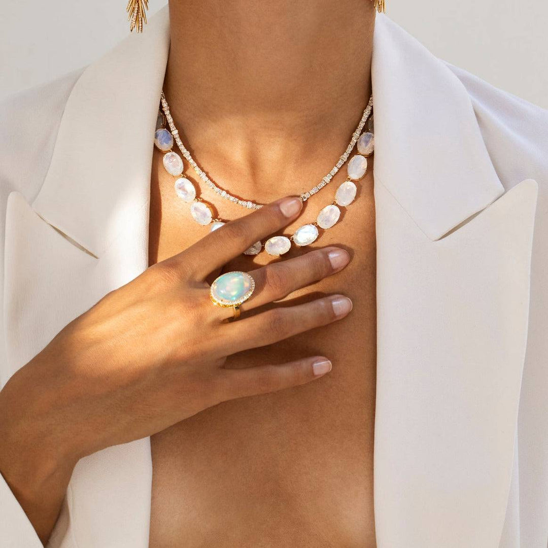 Crown Necklace Rainbow Moonstone - Crown - Ileana Makri