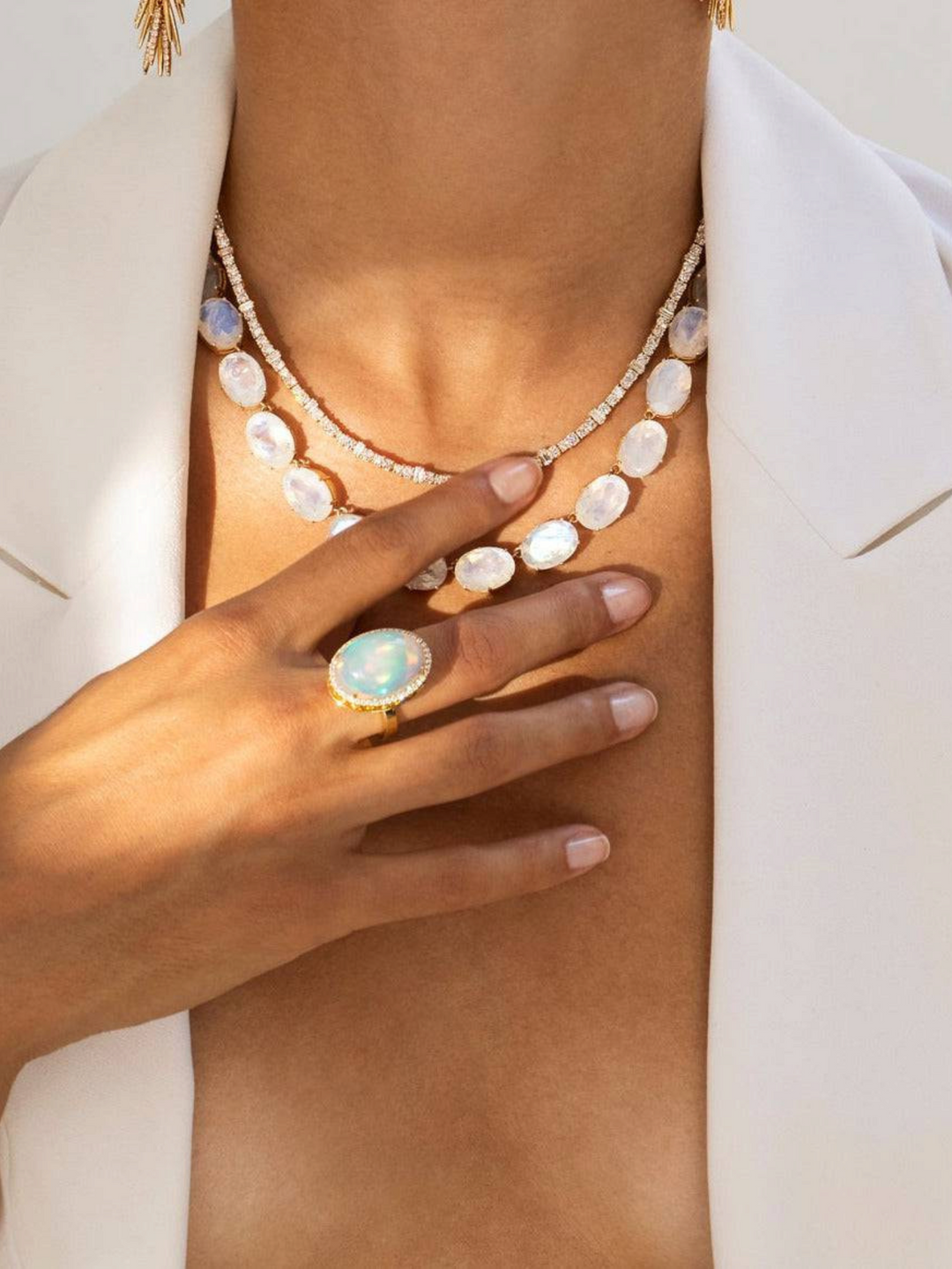 Crown Necklace Rainbow Moonstone - Crown - Ileana Makri