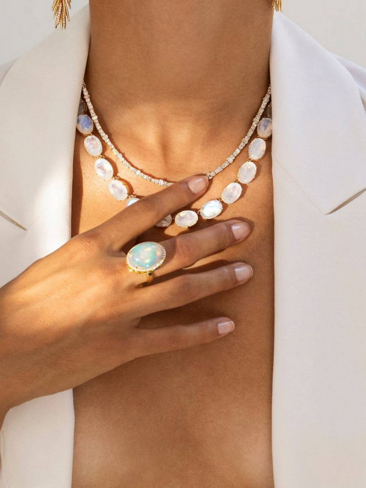 Crown Necklace Rainbow Moonstone - Crown - Ileana Makri