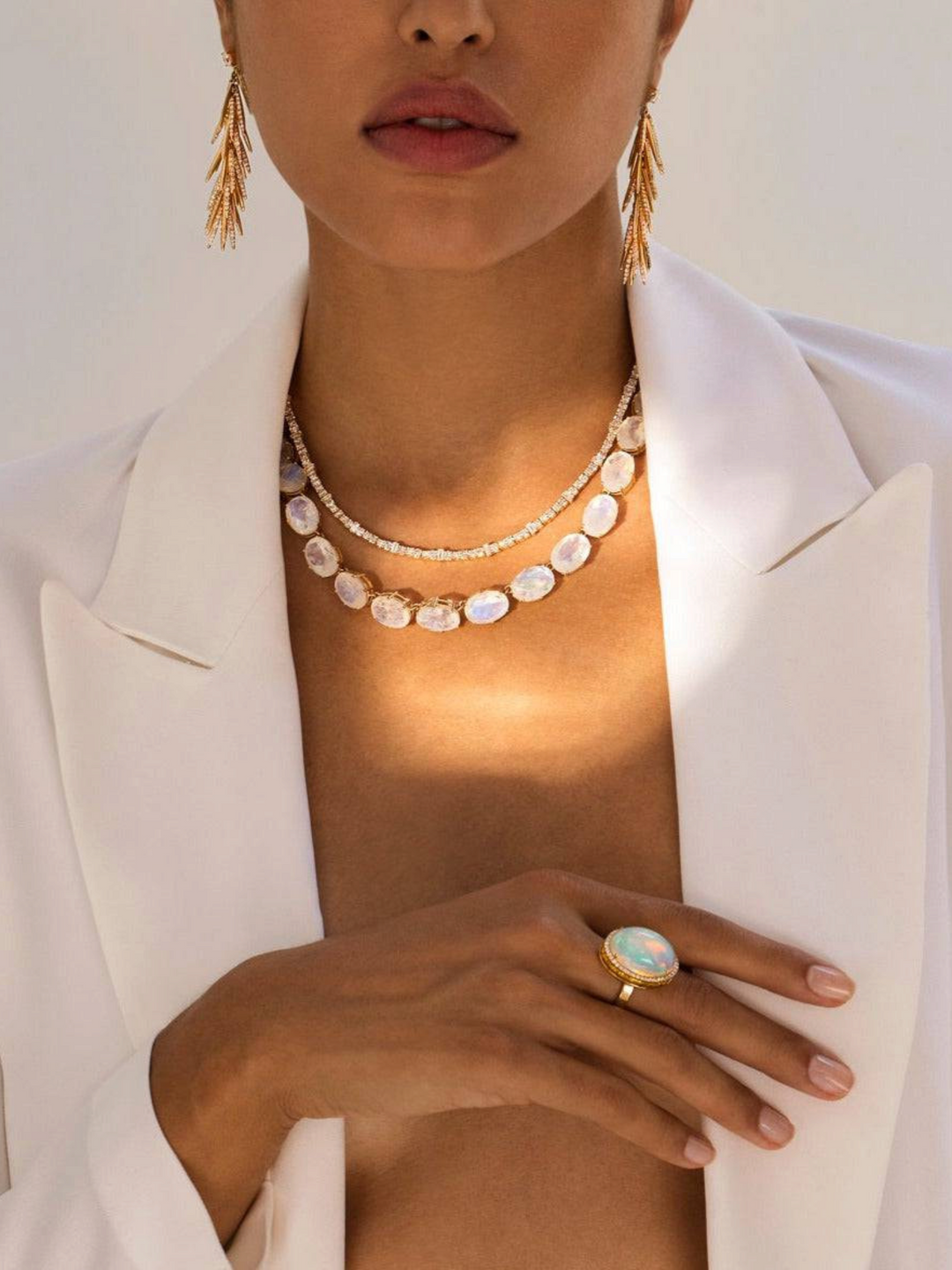 Crown Necklace Rainbow Moonstone - Crown - Ileana Makri