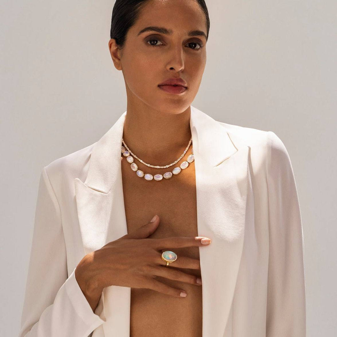 Crown Necklace Rainbow Moonstone - Crown - Ileana Makri