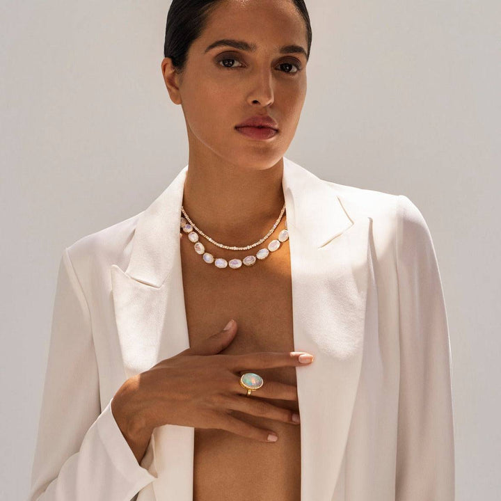 Crown Necklace Rainbow Moonstone - Crown - Ileana Makri