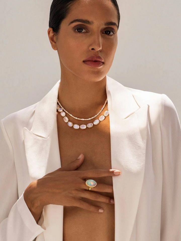 Crown Necklace Rainbow Moonstone - Crown - Ileana Makri