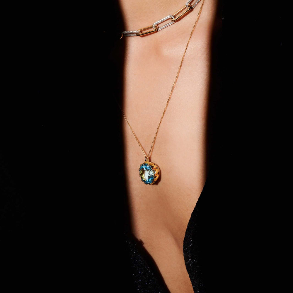 Crown Pendant Blue Topaz - Crown - Ileana Makri store