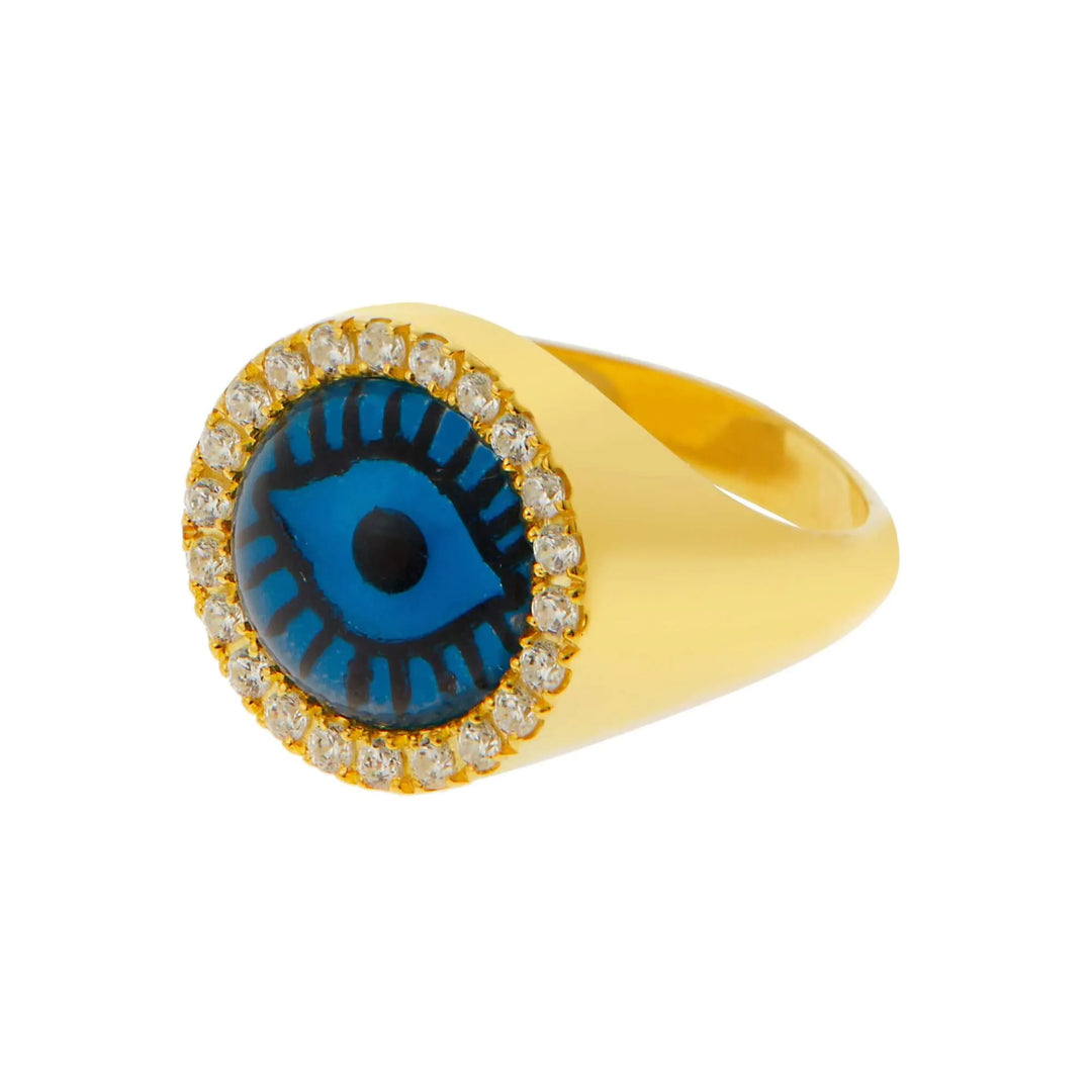 Crystal Evil Eye Chevalier Ring WZ - Eye M Eyes - Ileana Makri store